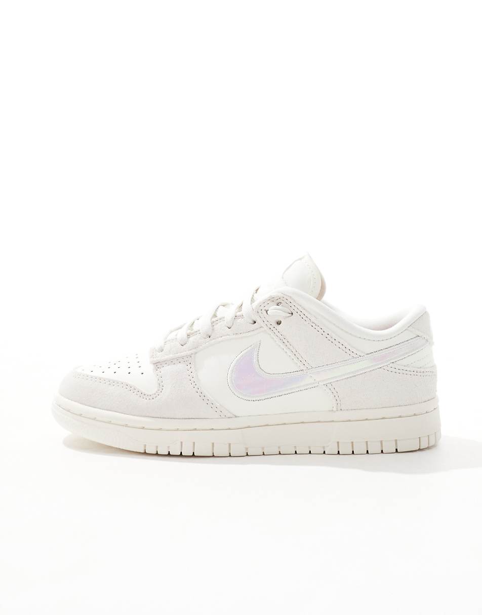 Nike Dunk Low sneakers in off white and iridescent pink