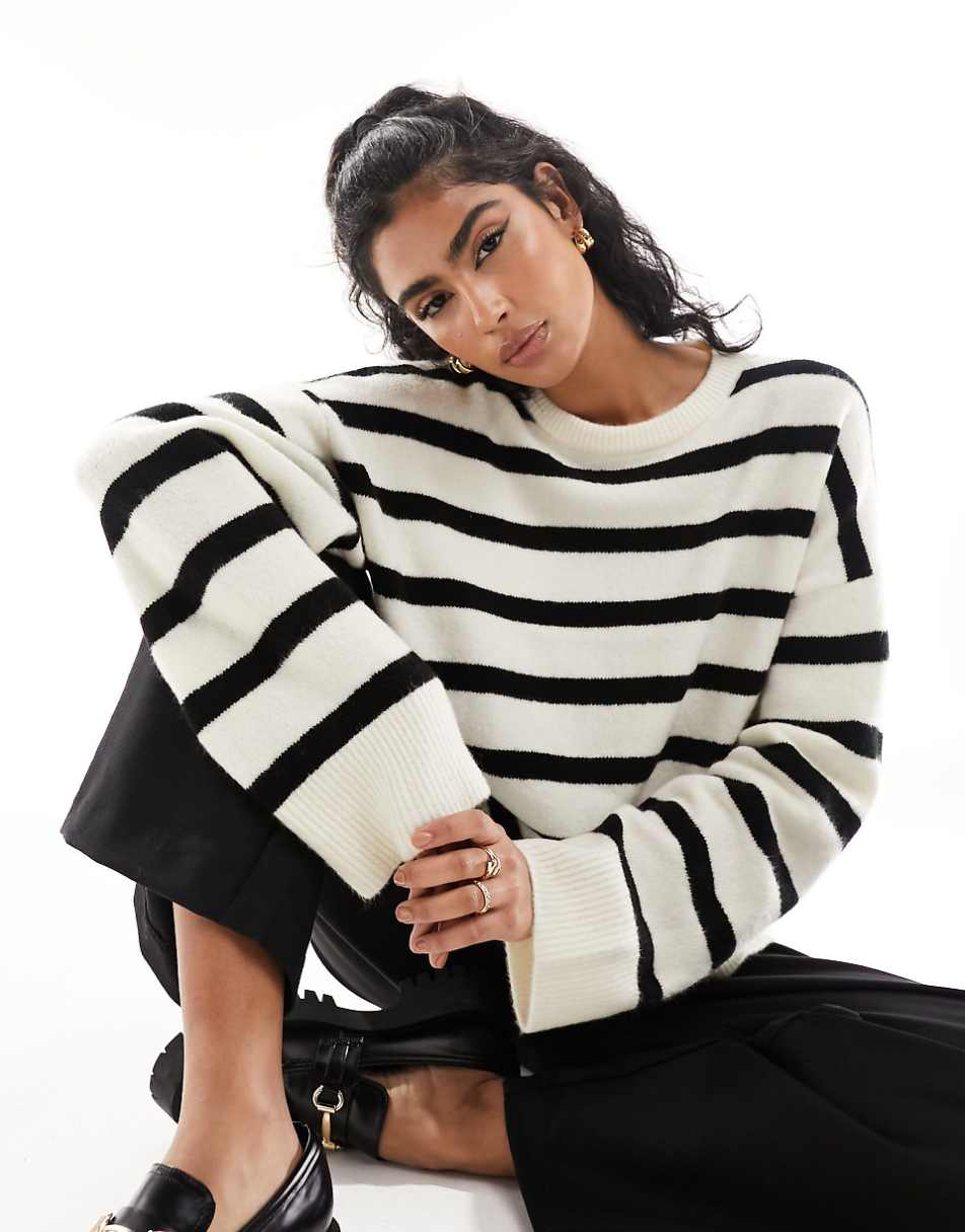 ASOS DESIGN boxy crew neck sweater in stripe