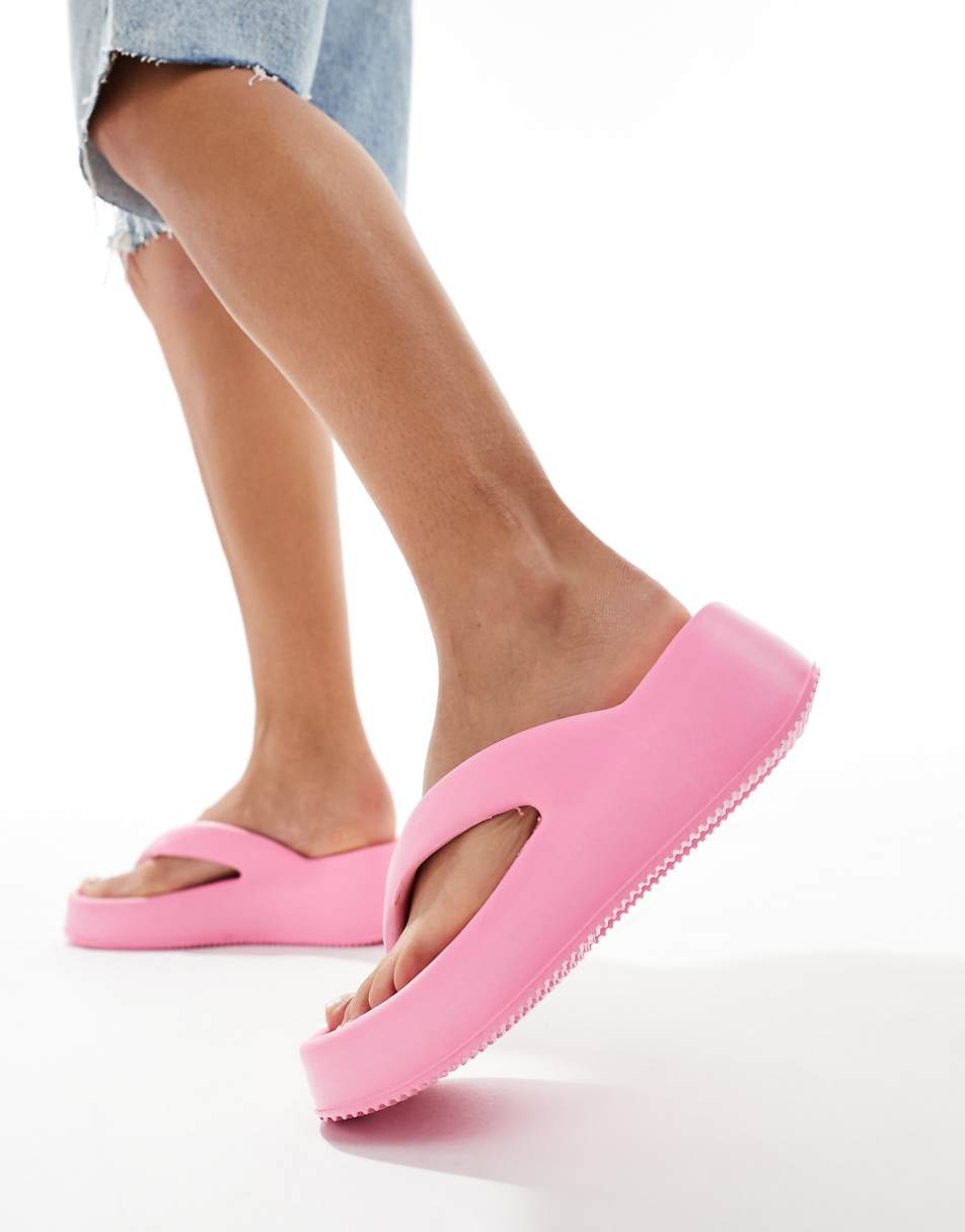 Truffle Collection wedge thong toe pool sandals in pink