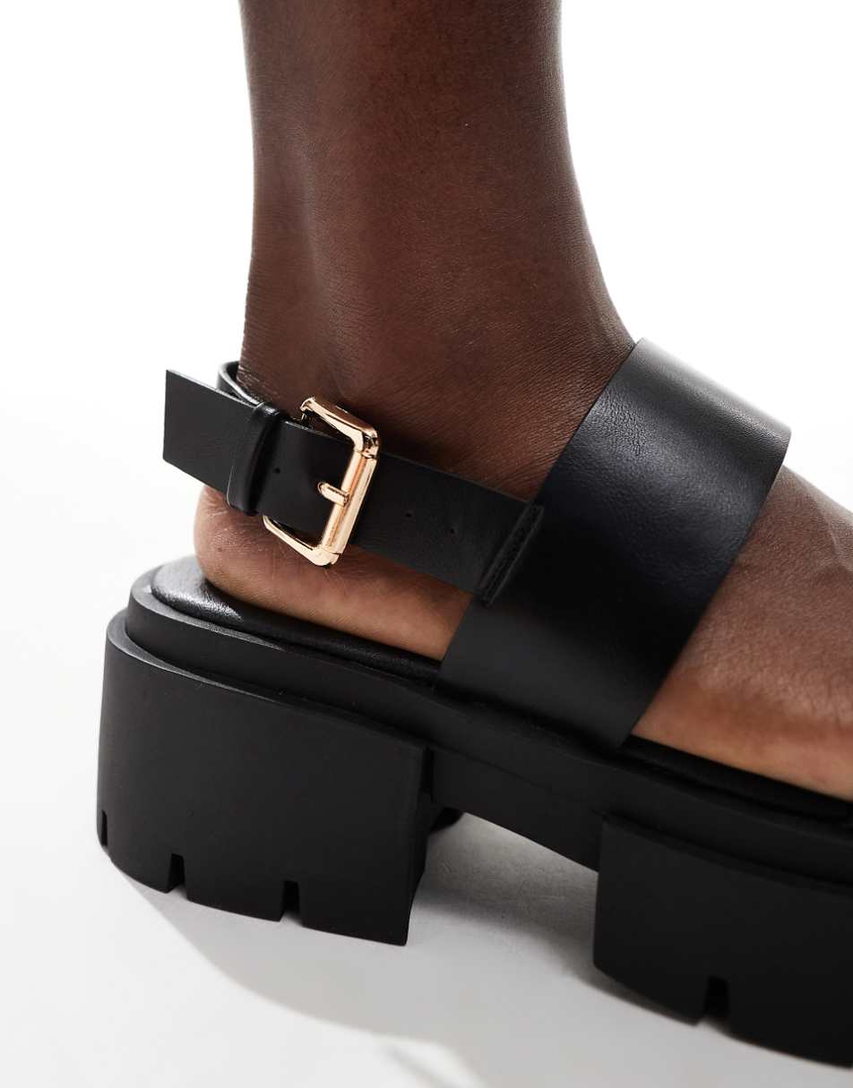 Truffle Collection chunky strap sandals in black