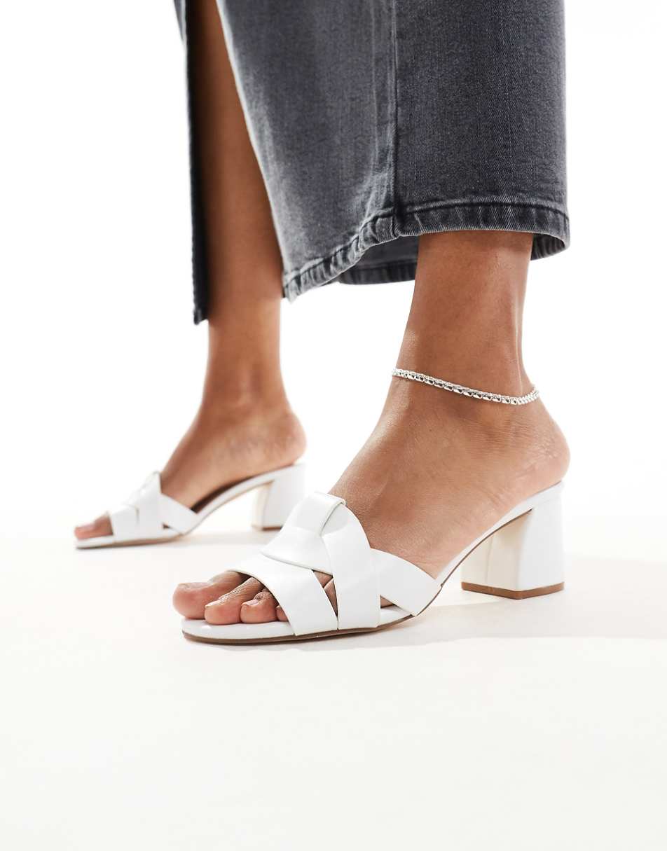 Truffle Collection block heel mule sandals in white