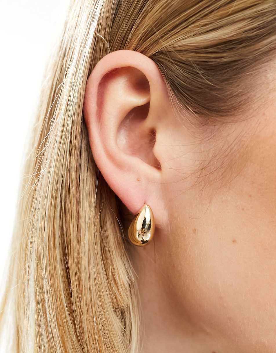 Reclaimed Vintage teardrop chubby hoops in gold