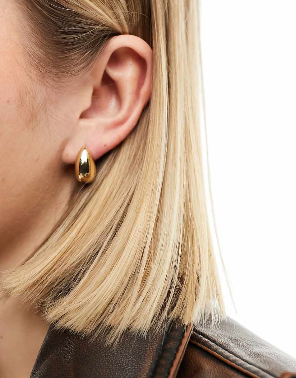 Reclaimed Vintage teardrop chubby hoops in gold