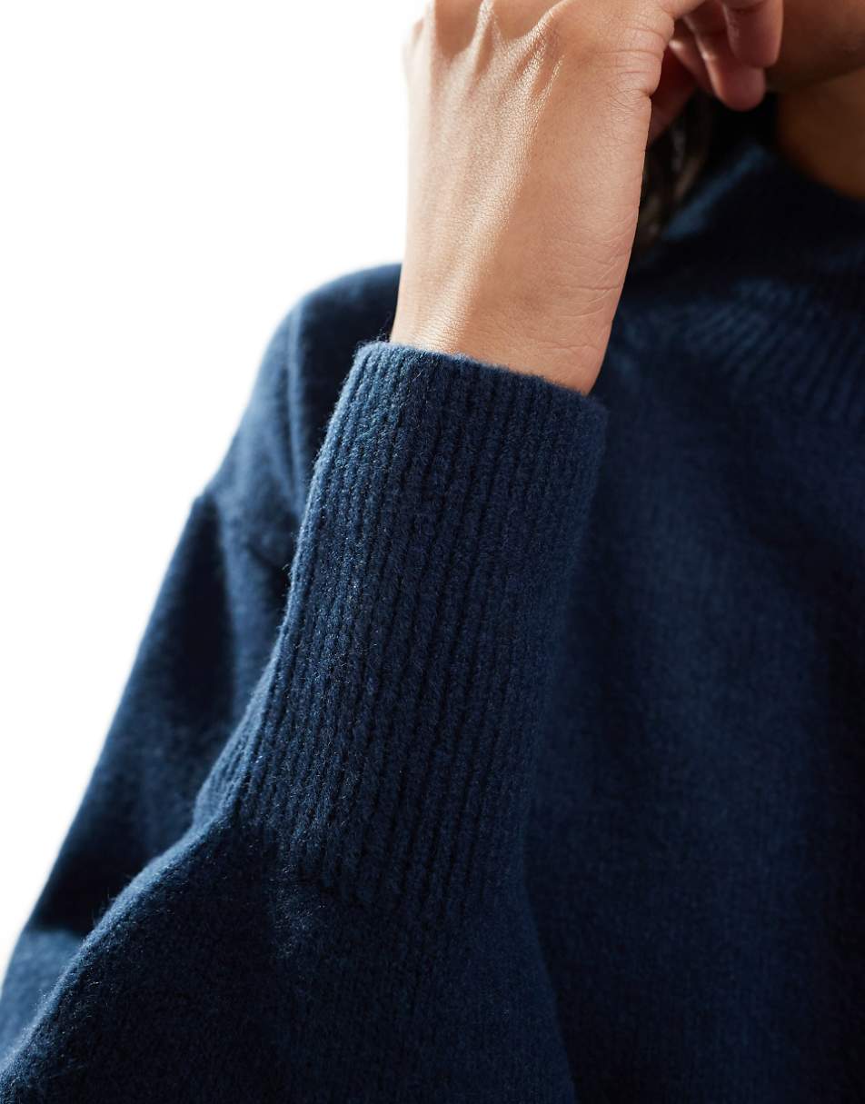 & Other Stories mock neck sweater in dark blue