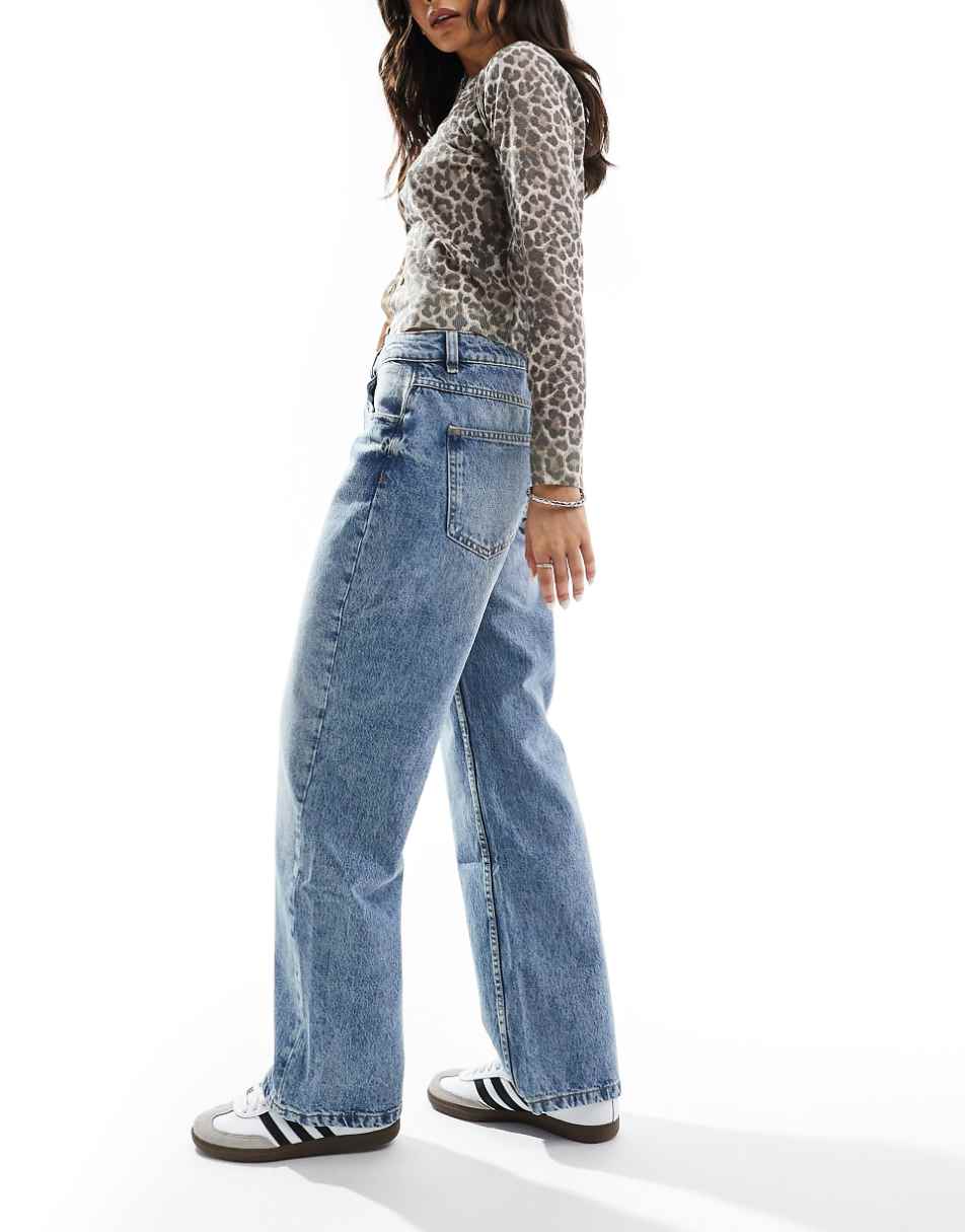 ASOS DESIGN mid rise baggy boyfriend jeans in mid wash