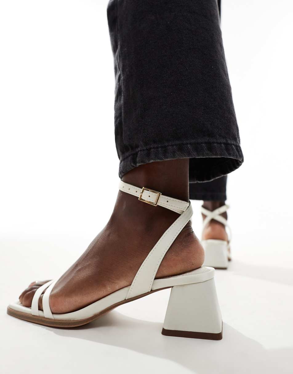 ASOS DESIGN Honeydew mid block heel sandals in ivory