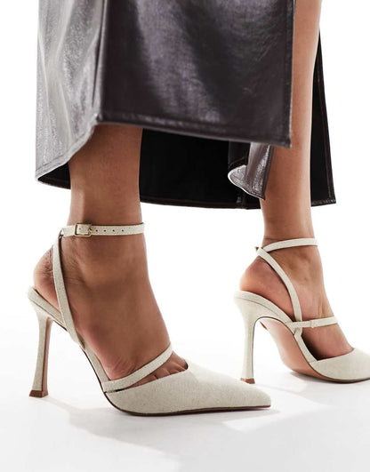 ASOS DESIGN Present high heeled shoes in natural fabrication