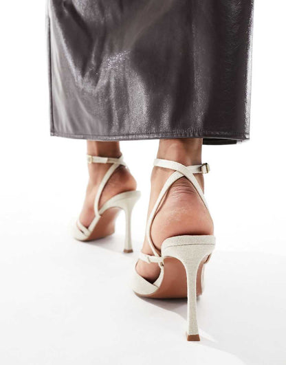 ASOS DESIGN Present high heeled shoes in natural fabrication