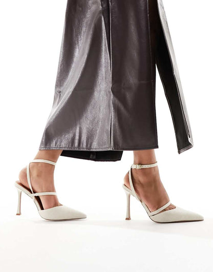 ASOS DESIGN Present high heeled shoes in natural fabrication