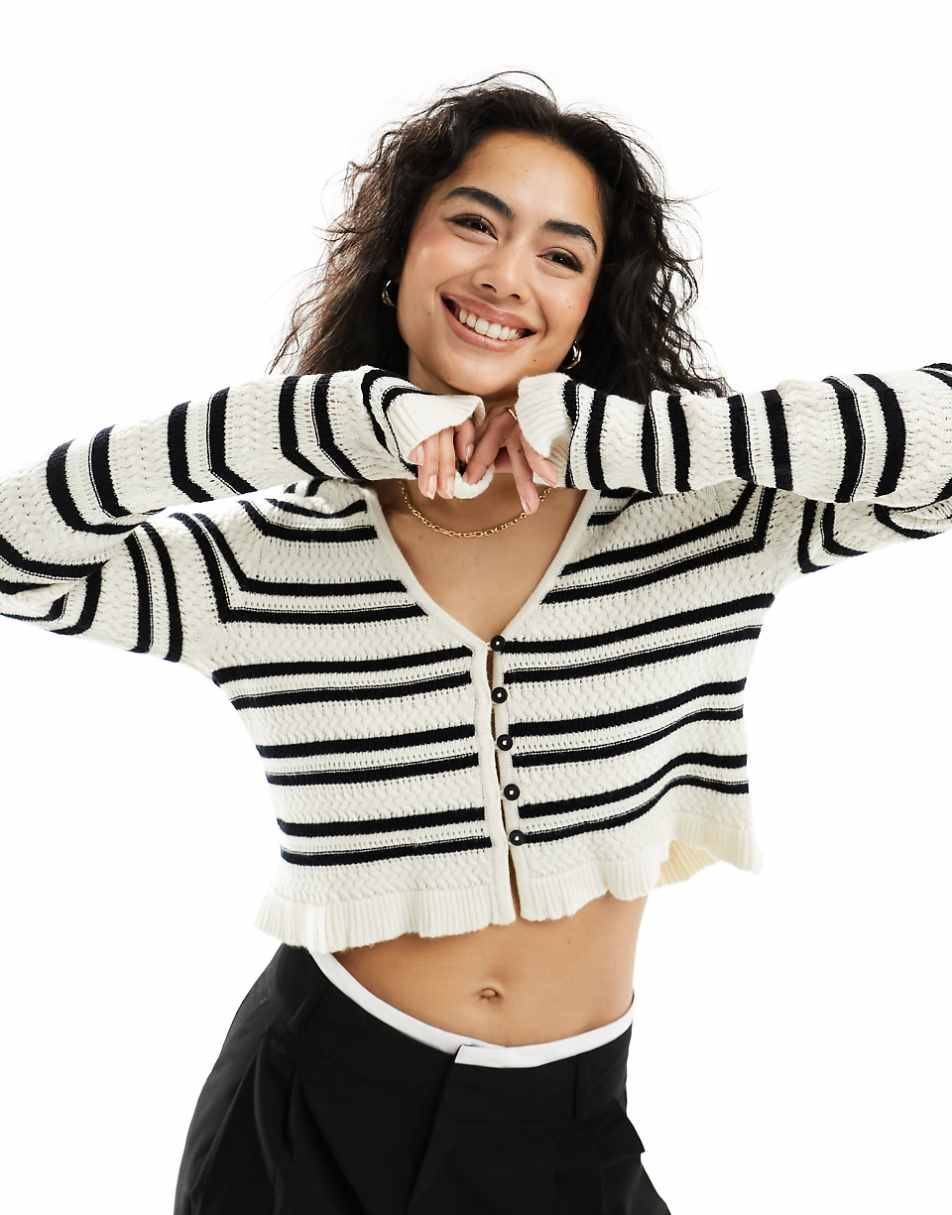 ASOS DESIGN knit cardigan in textured stripe