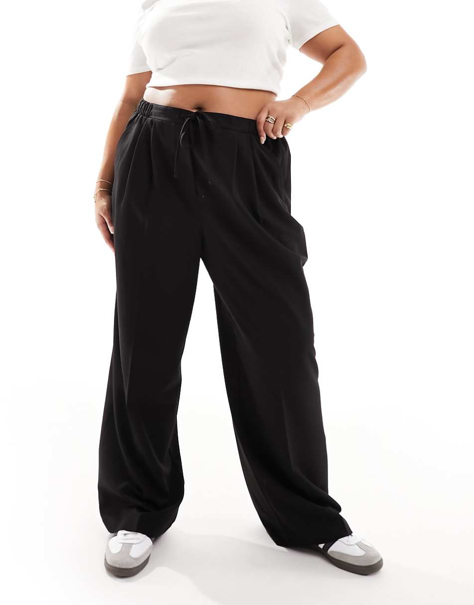 ASOS DESIGN Curve tailored pull on pants in black