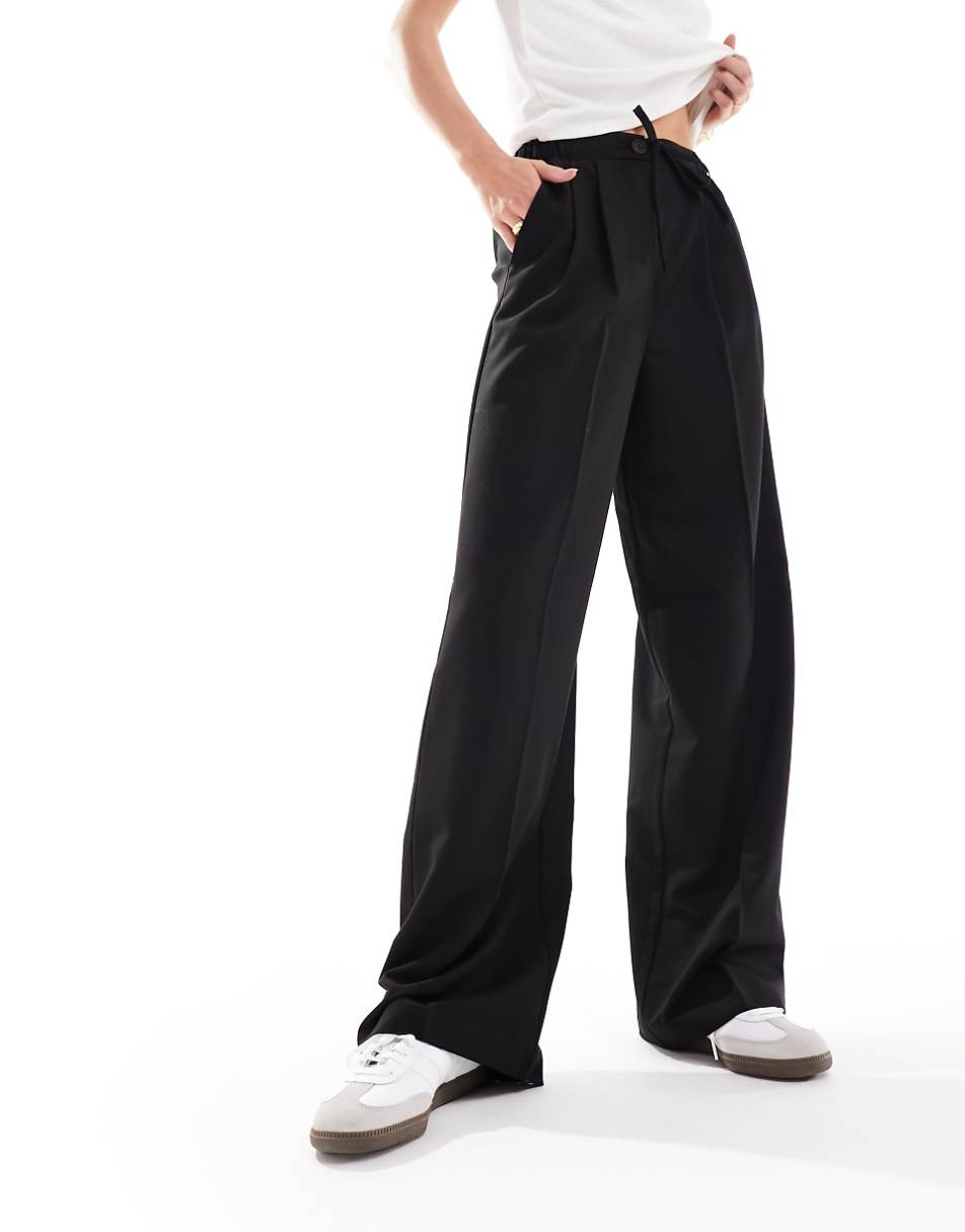 ASOS DESIGN Tall tailored pull on pants in black