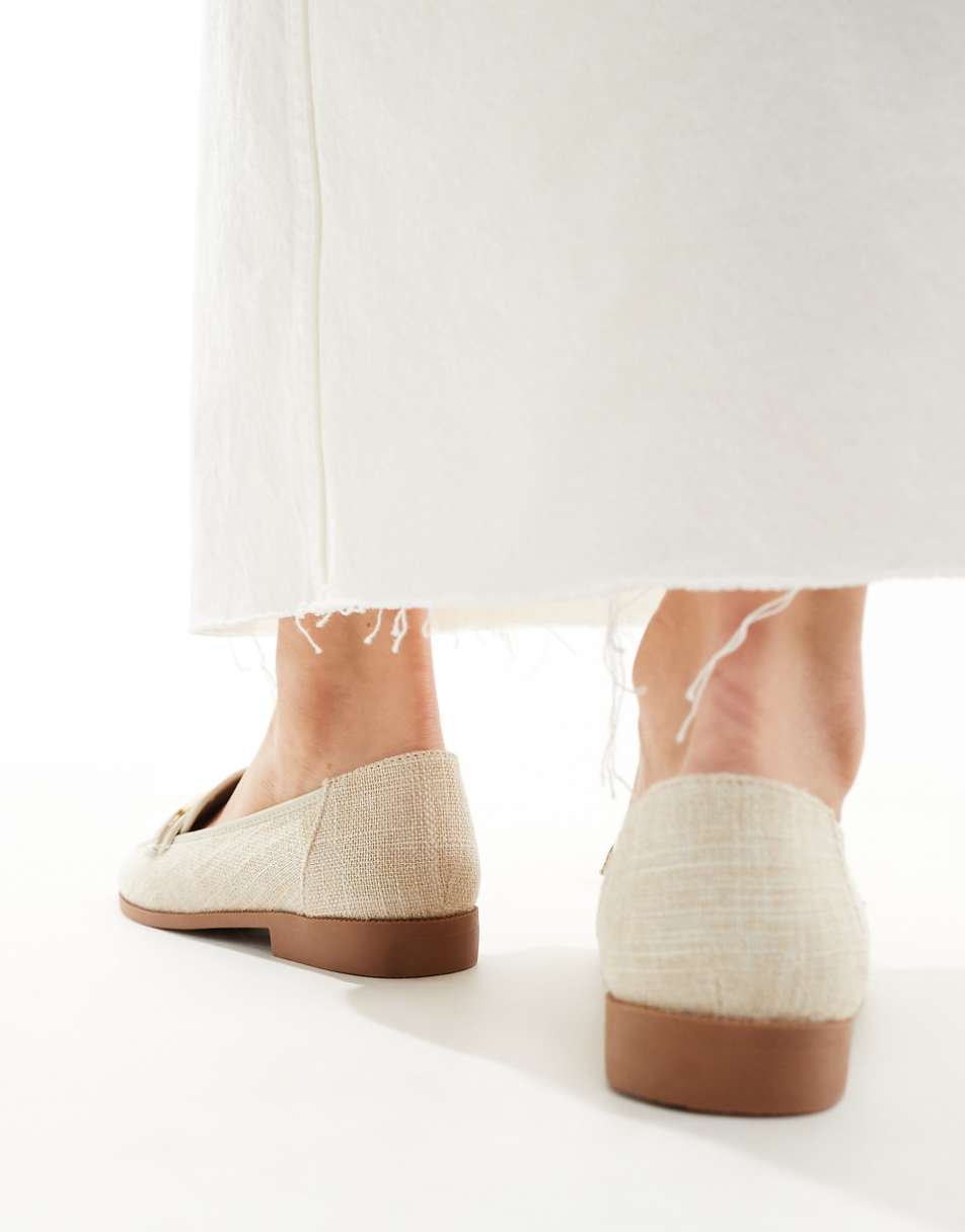 ASOS DESIGN Verity loafer flat shoes with trim in natural fabrication
