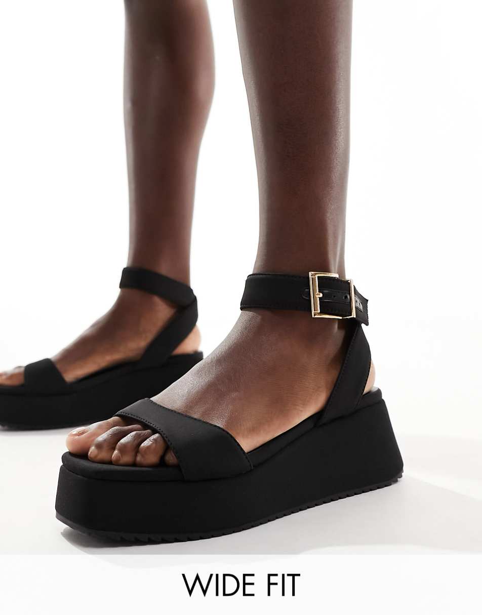 ASOS DESIGN Wide Fit Tantoo flatform sandals in black