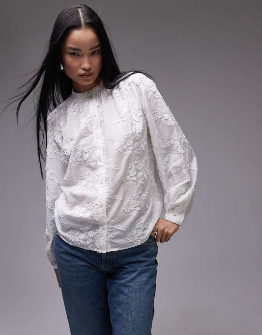 & Other Stories floral embroidered blouse in white