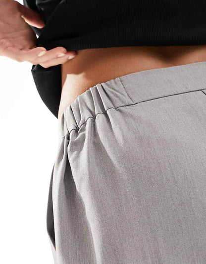ASOS DESIGN Petite tailored wide leg dad pants in gray