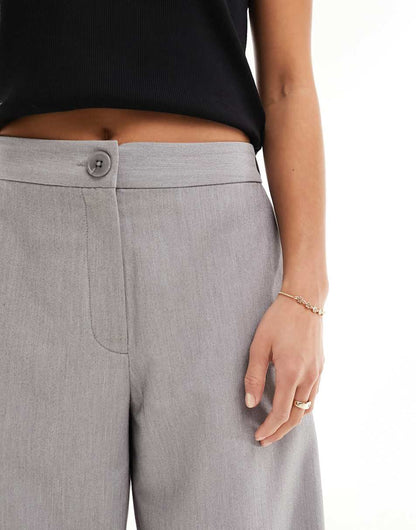 ASOS DESIGN Petite tailored wide leg dad pants in gray