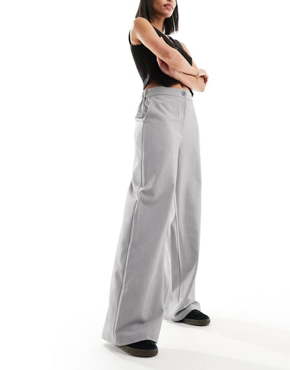 ASOS DESIGN tailored wide leg dad pant in gray