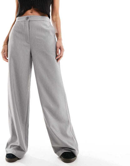 ASOS DESIGN tailored wide leg dad pant in gray