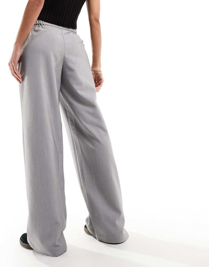 ASOS DESIGN tailored wide leg dad pant in gray