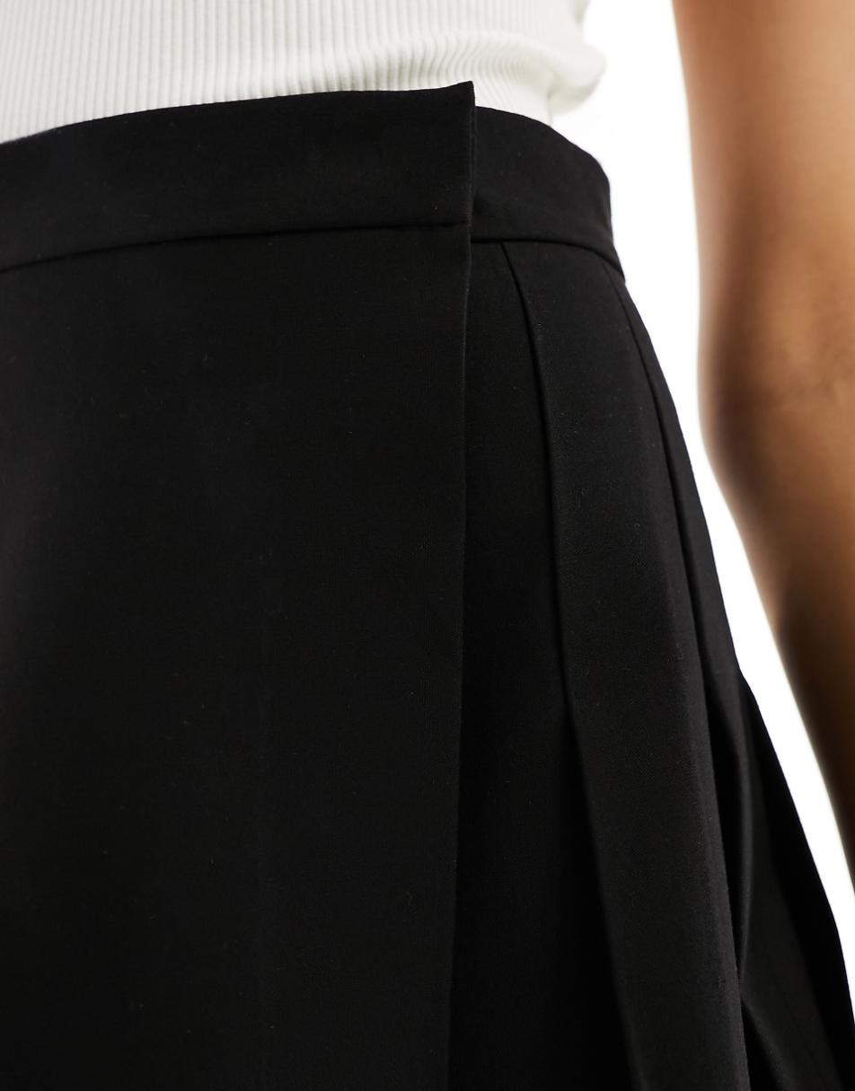 ASOS DESIGN pleated tailored mini skirt in black
