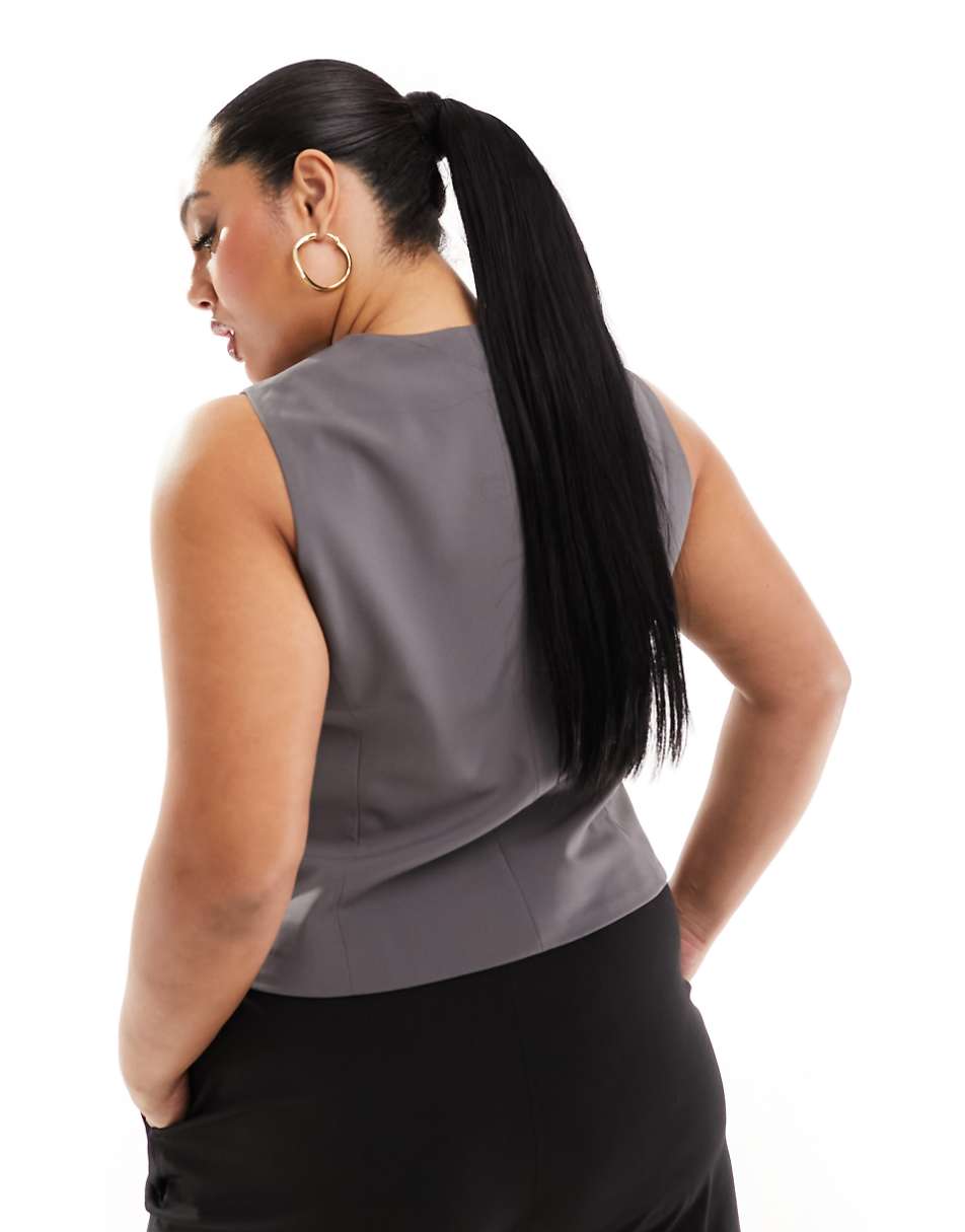 ASOS DESIGN Curve tailored vest in gray