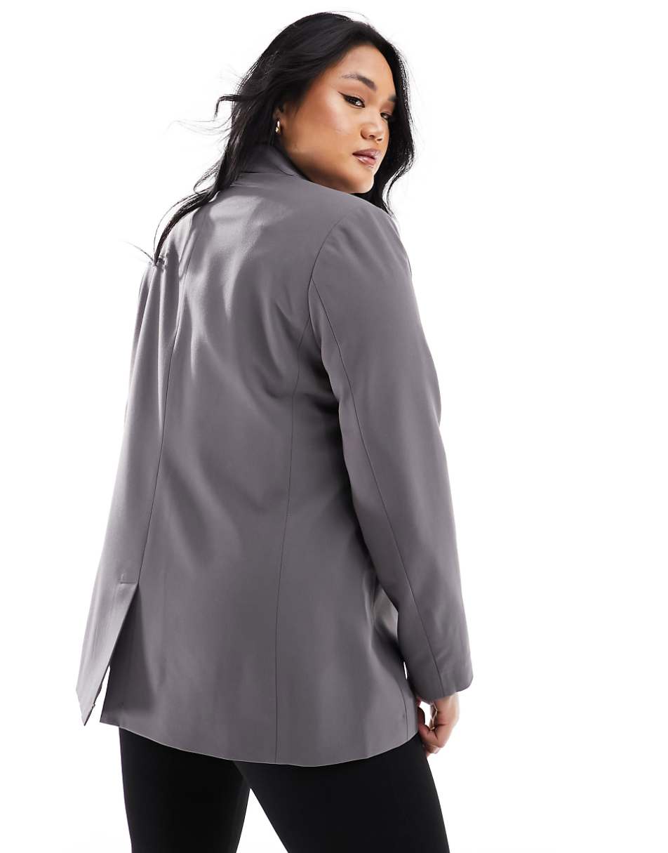 ASOS DESIGN Curve single breasted blazer in gray