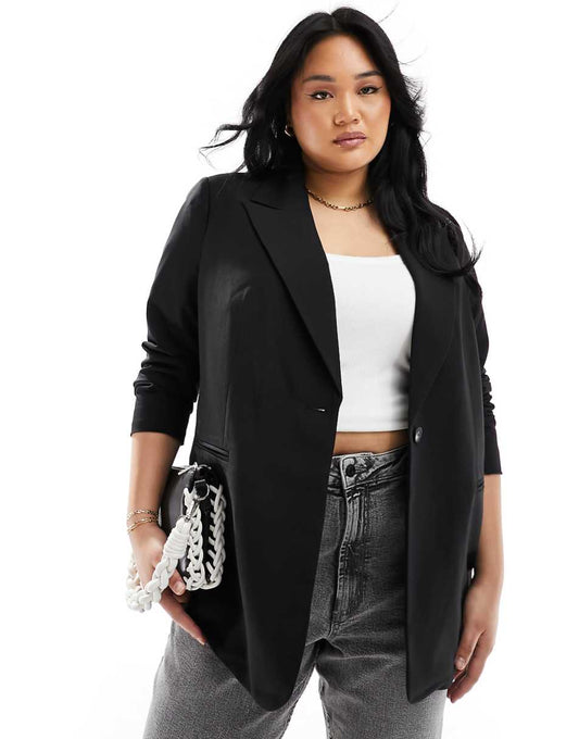 ASOS DESIGN Curve single breasted blazer in black