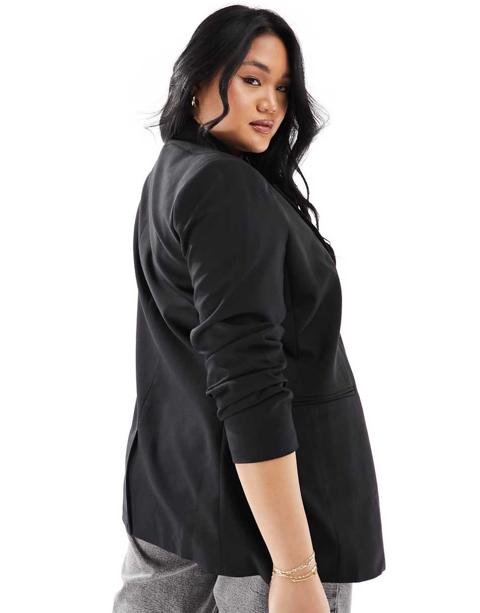 ASOS DESIGN Curve single breasted blazer in black