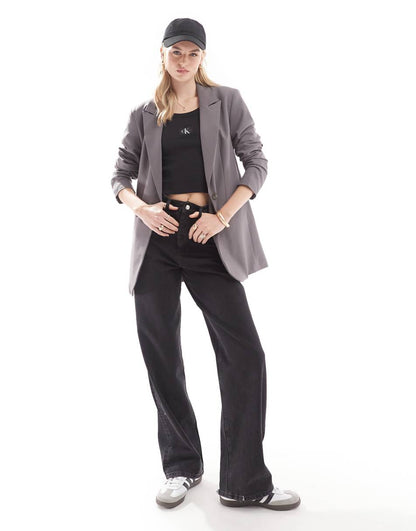 ASOS DESIGN Tall single breasted blazer in gray
