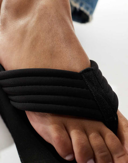ASOS DESIGN Twister toe thong wedge sandals in black