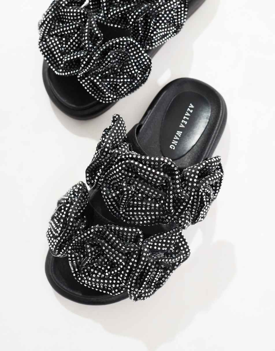 Azalea Wang Stillwater embellished rosette sandals in black