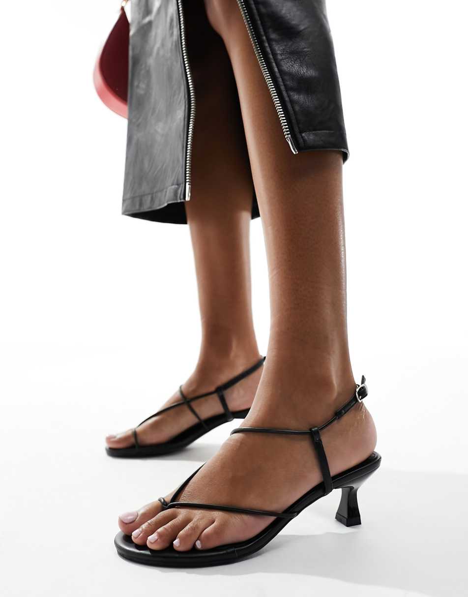 Public Desire Ark kitten heel strappy sandals in black