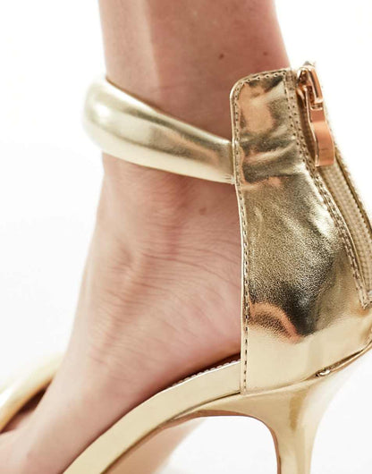 Public Desire Take Over puff strap sandals in gold