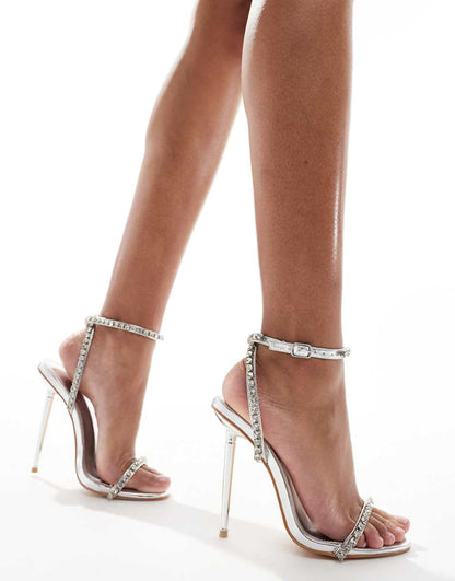 Public Desire Blessed barely there heeled sandals in silver