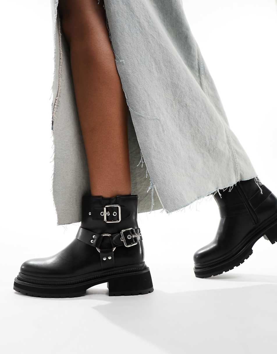 Public Desire Zora ankle biker boots in black