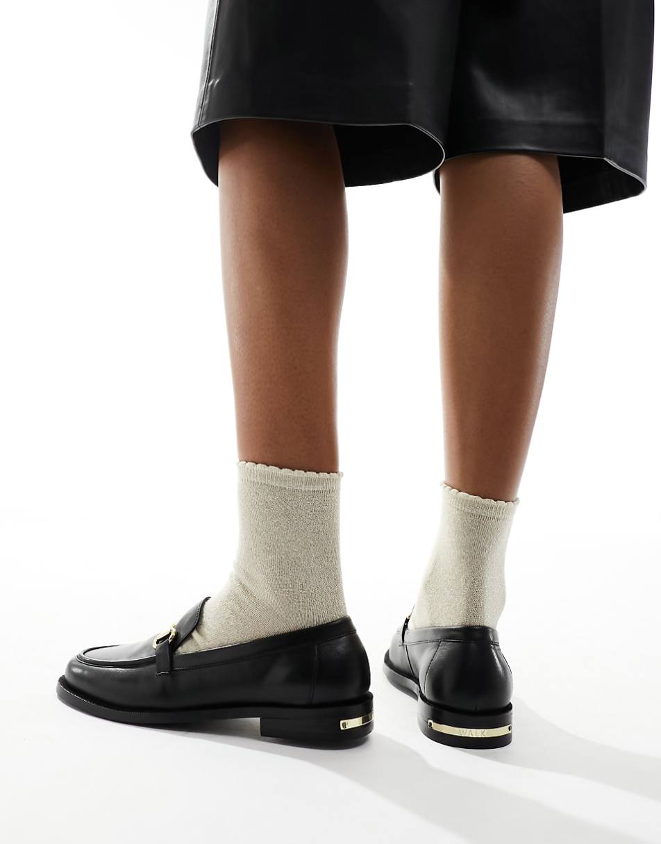 Walk London Rhea trim loafers in black leather