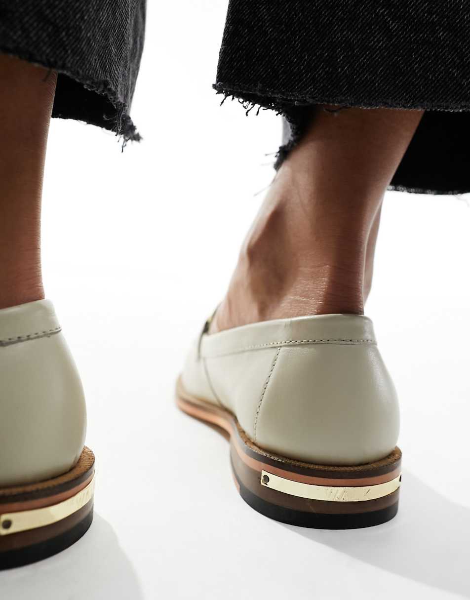 Walk London Rhea trim loafers in off-white leather