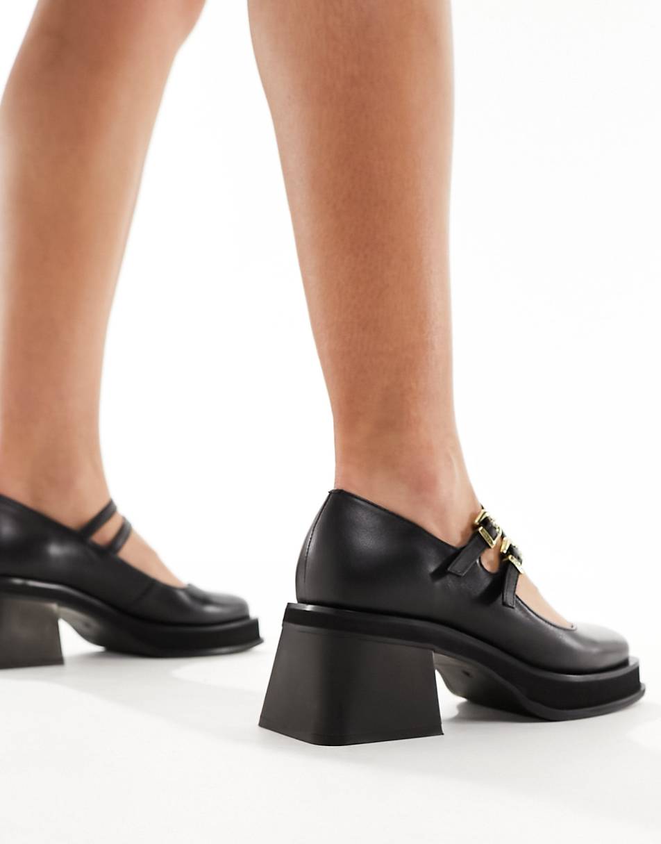 Walk London Liley Mary Janes In Black Leather