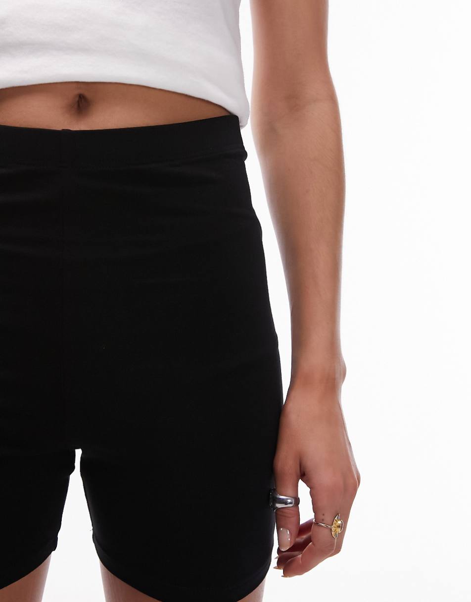 Topshop cropped legging shorts in black