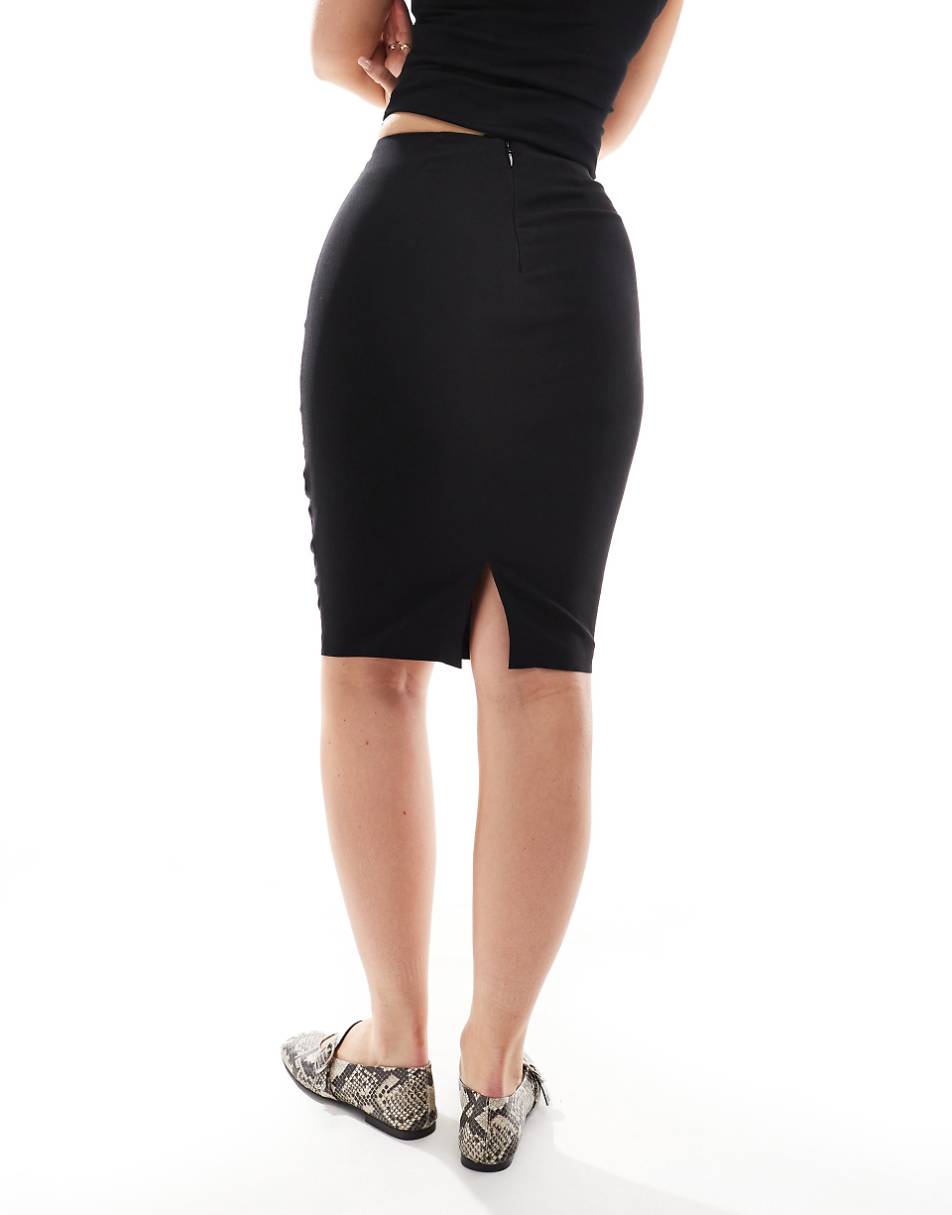 ASOS DESIGN Hourglass high waist bengaline tailored skirt in black