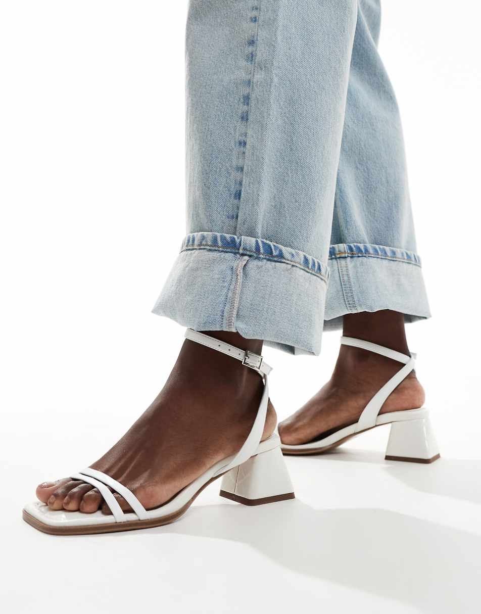 ASOS DESIGN Honeydew mid block heeled sandals in white