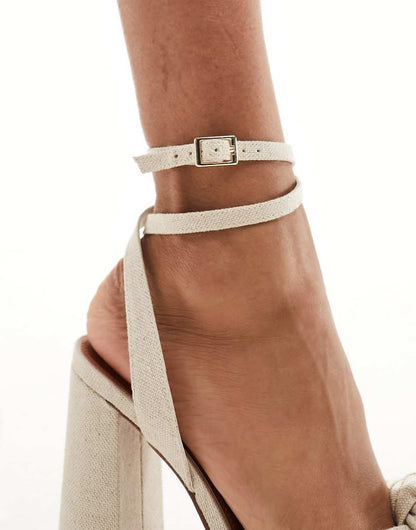 ASOS DESIGN Nikita knotted platform block heel sandals in natural fabrication