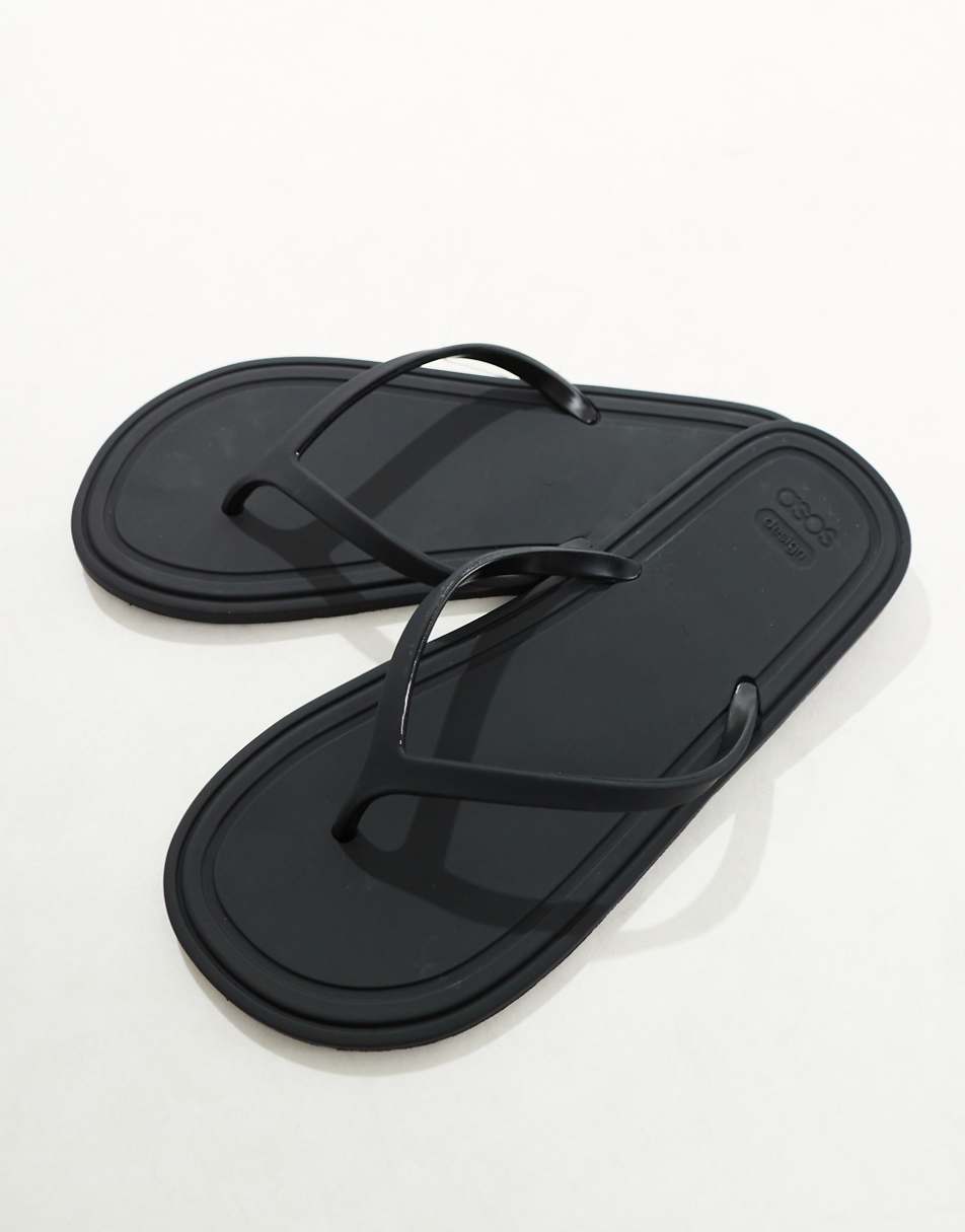 ASOS DESIGN Filo jelly flip-flops in black