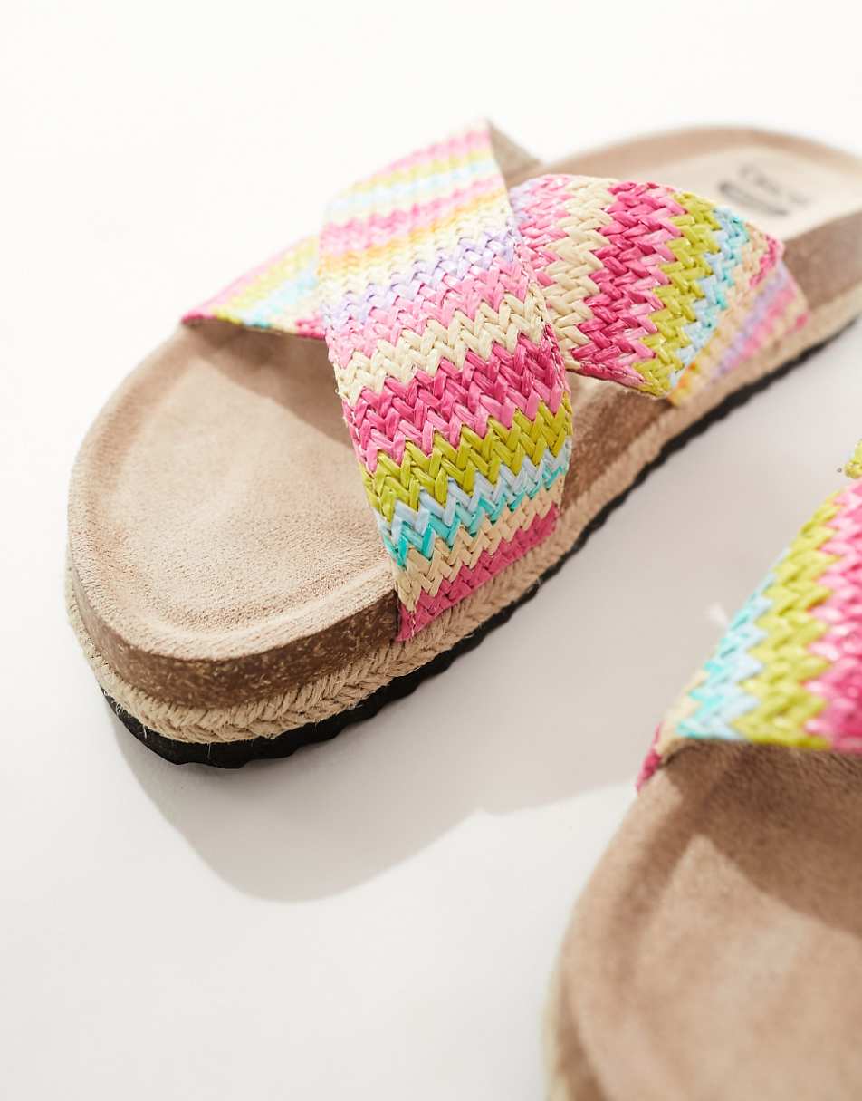 ASOS DESIGN Jessie flatform cross strap espadrille sandals in rainbow