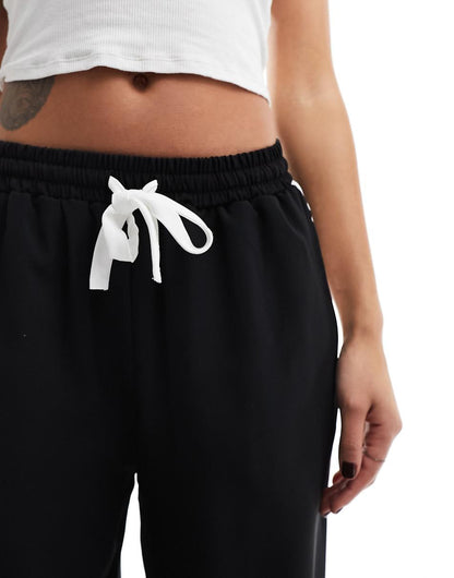 ASOS DESIGN pull on pants with contrast panel in black