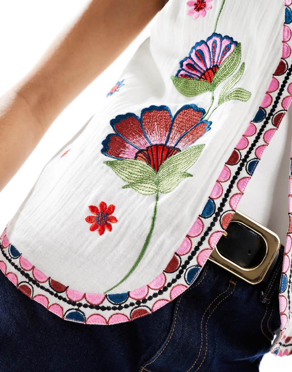 ASOS DESIGN floral embroidery vest in multi