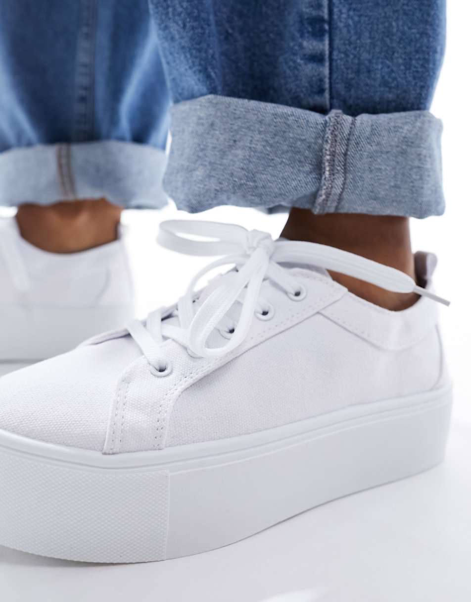 ASOS DESIGN Divide lace up flatform sneakers in white