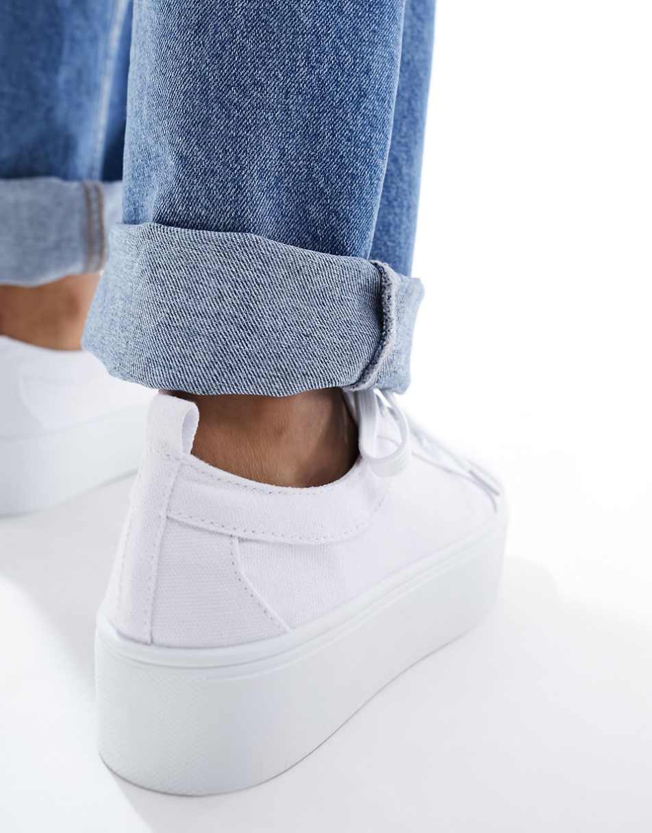 ASOS DESIGN Divide lace up flatform sneakers in white