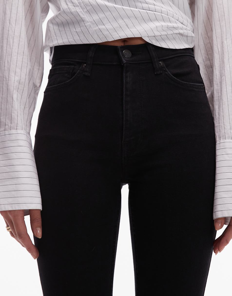 Topshop high rise Jamie flare jeans in black